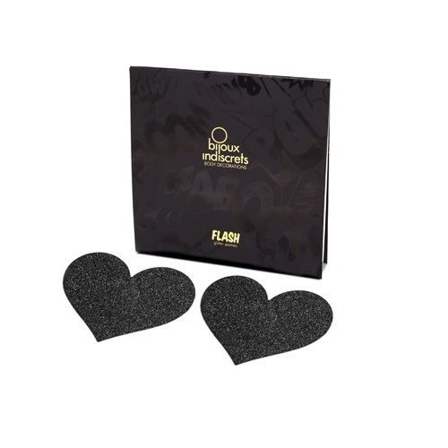 BIJOUX - INDISCRETS FLASH BLACK HEART NIPPLE CUTS
